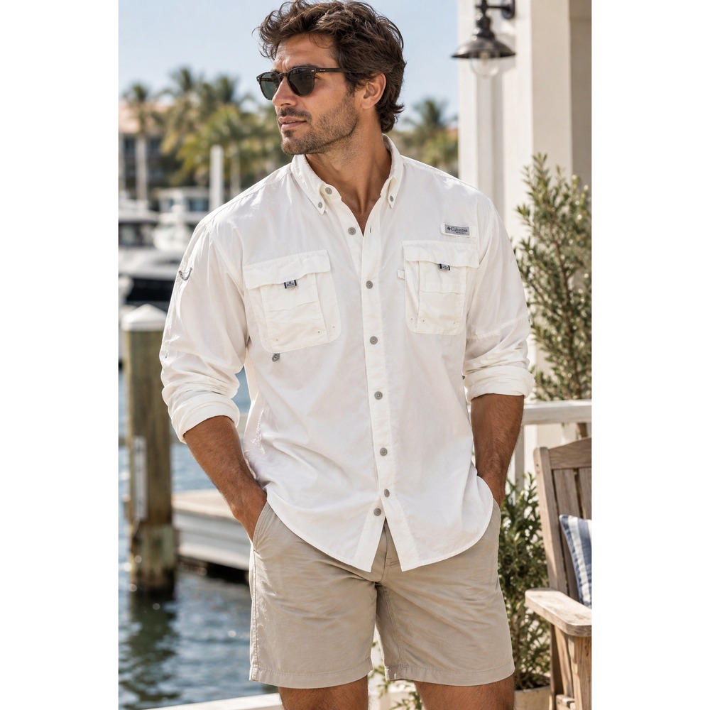 Columbia Shirt Mens XL White Bahama PFG Fishing Outdoors Gorpcore